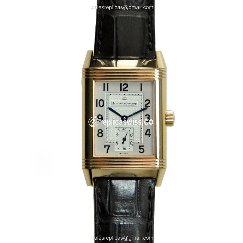 Elegant Jaeger-Lecoultre Q2702421 Reverso Manual Wind Replica in 18kt Gold & Silver Dial Watch