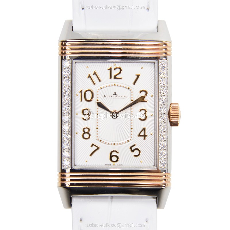 Elegant Jaeger-Lecoultre Q3224420 REVERSO Manual Wind Replica in 18kt Rose Gold with Silver Dial