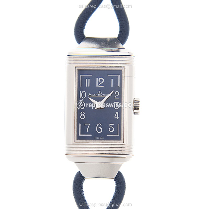 Elegant Jaeger-Lecoultre Q326858J Replica Watch with Blue Dial Leather Strap
