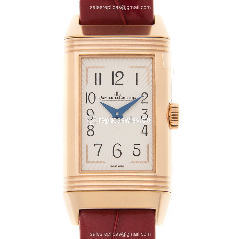 Elegant Jaeger-Lecoultre Q3352420 REVERSO Manual Wind Replica, 18kt Gold Case, White Dial & Red