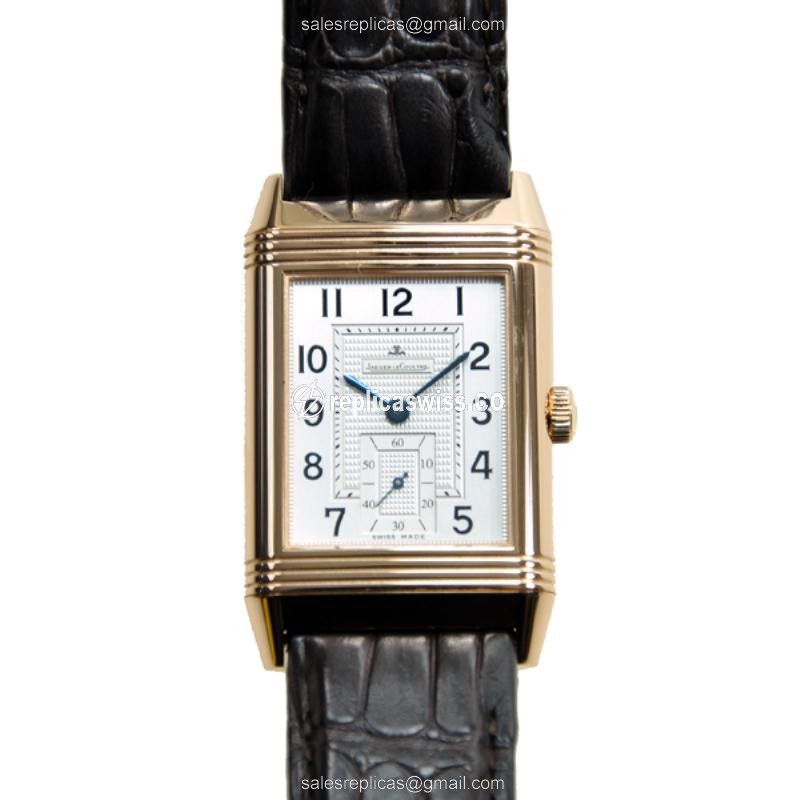 Elegant Jaeger-Lecoultre Q3732420 Manual Wind Replica with 18kt Rose Gold Case White Dial Watch