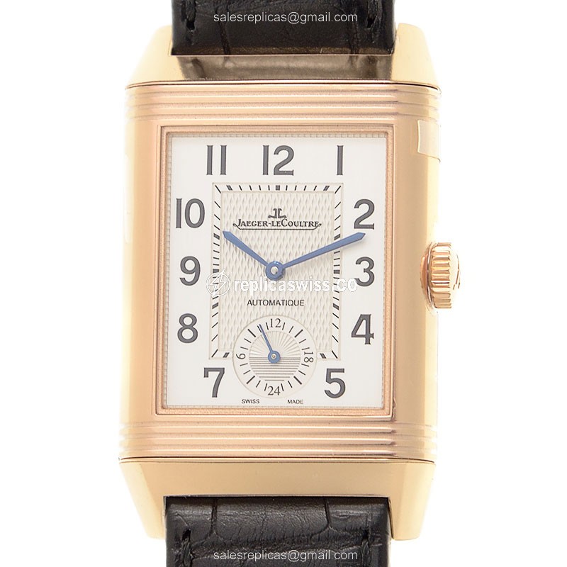 Elegant Jaeger-Lecoultre Q3832420 REVERSO Automatic Replica, 18kt Rose Gold Case, White Dial, Black