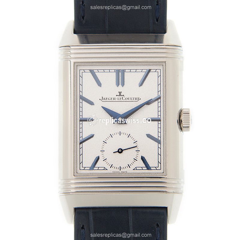 Elegant Jaeger-Lecoultre Q3908420 Replica Watch | Manual Wind | Silver Dial, Leather Blue Strap