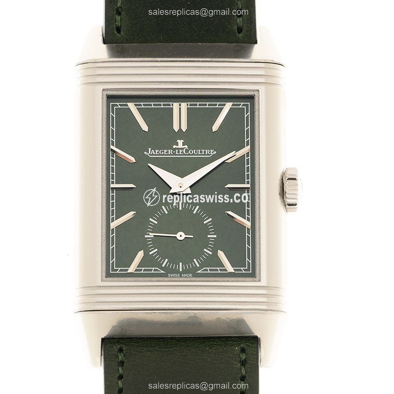 Elegant Jaeger-Lecoultre Q3978430 REVERSO Replica, Manual Wind, Green Dial & Alligator Green Strap