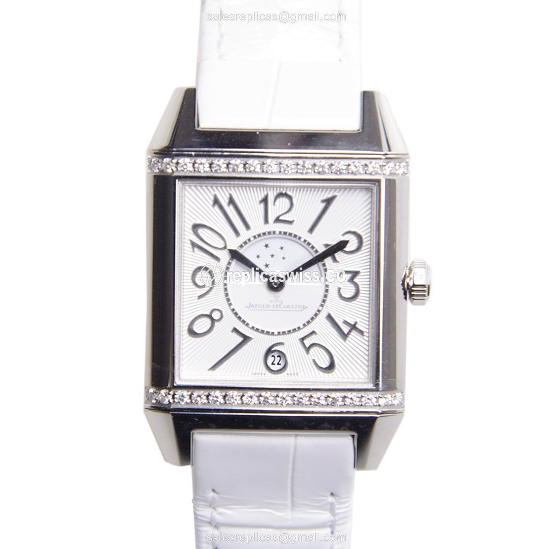 Elegant Jaeger-Lecoultre Q7058420 REVERSO Replica in Stainless Steel & White Alligator Strap Watch