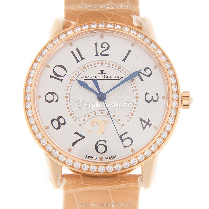 Elegant Jaeger-Lecoultre RENDEZ VOUS Replica in 18kt Rose Gold, Automatic Movement, Silver Dial