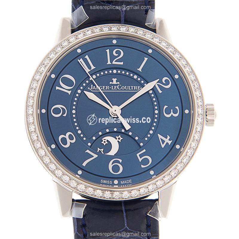 Elegant Jaeger-Lecoultre RENDEZ VOUS Replica in Blue Sapphire Crystal, Automatic Movement, and