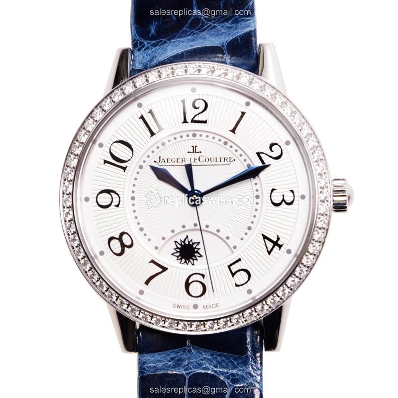 Elegant Jaeger-Lecoultre RENDEZ VOUS Replica Watch | Automatic Movement, White Dial & Blue