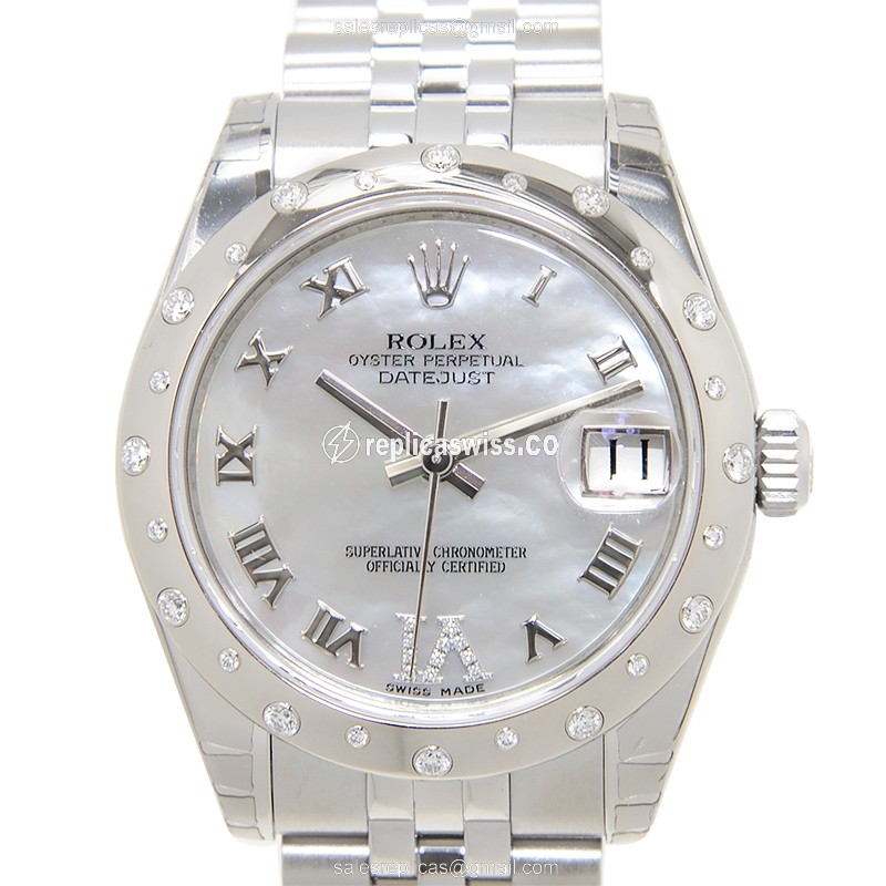 Elegant Lady Datejust Replica by Rolex, Automatic Movement, 18kt White Gold & Steel Case Watch