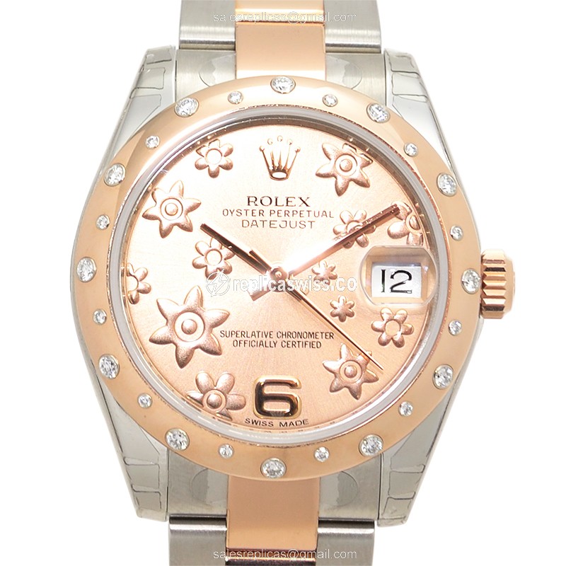 Elegant Lady Datejust Replica in 18kt Rose Gold & Steel Case, Automatic Movement, Pink Dial Watch