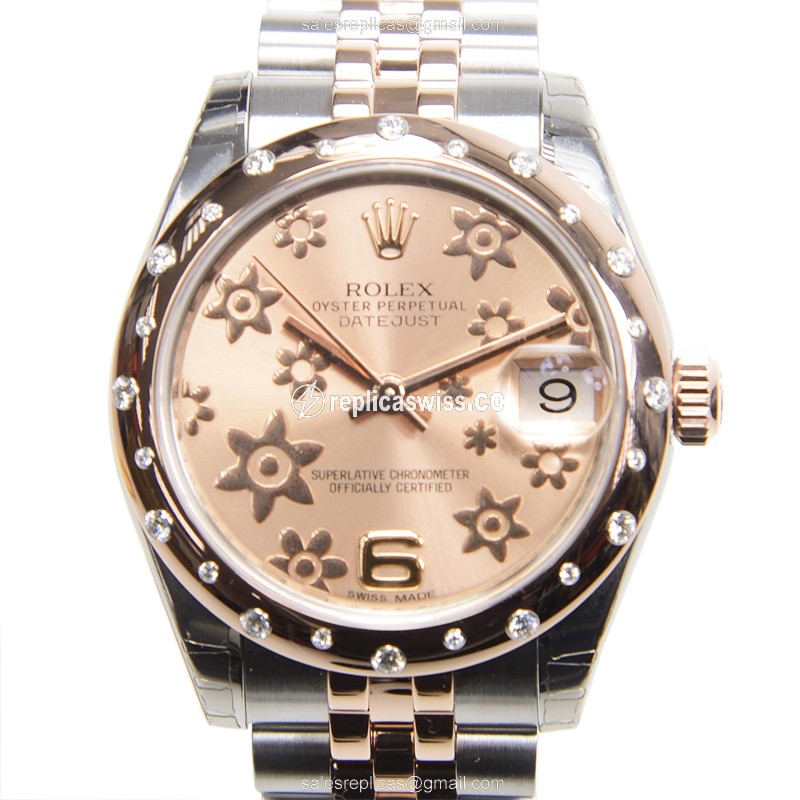 Elegant Lady Datejust Replica in Pink Dial & 18kt Steel, Automatic Movement Watch