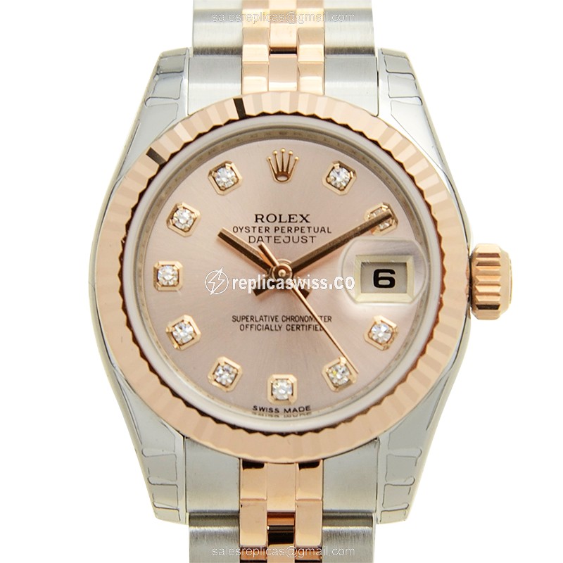 Elegant Lady Datejust Replica in Pink Dial & 18kt Steel Case, Automatic Movement Watch