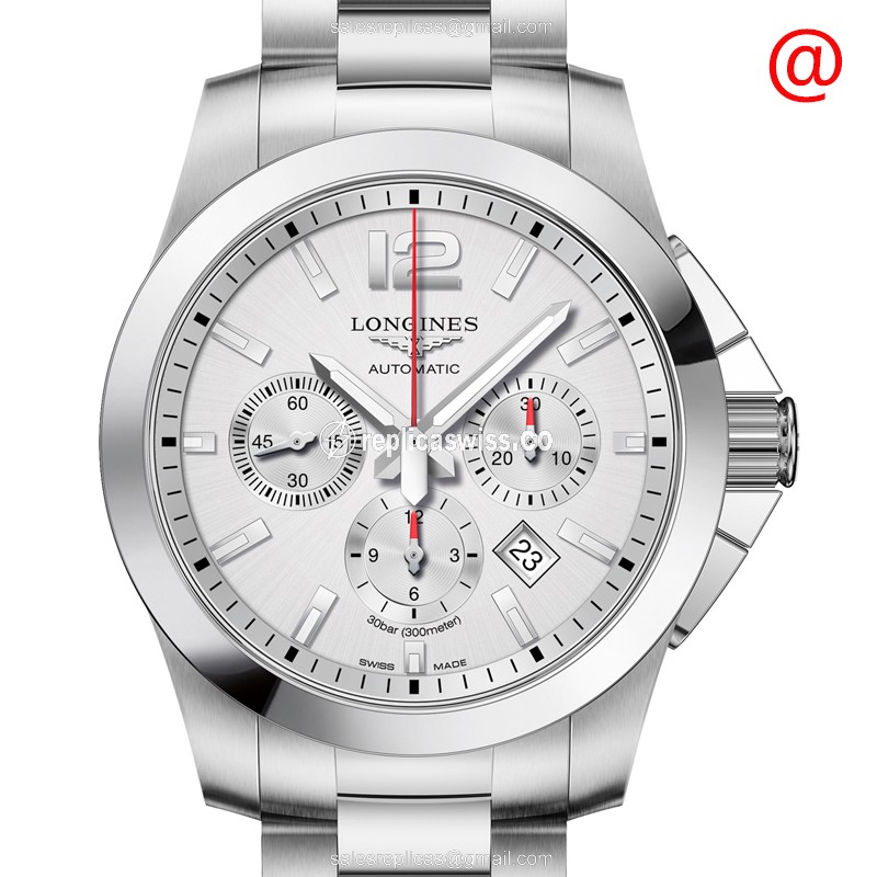 Elegant Longines Conquest Automatic Replica in Silver Steel Case & Dial Watch