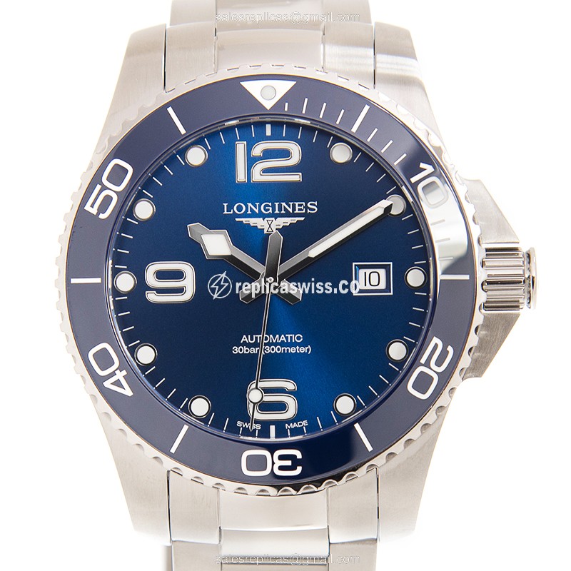 Elegant Longines CONQUEST Automatic Steel Watch | Blue Dial & Silver Steel Strap