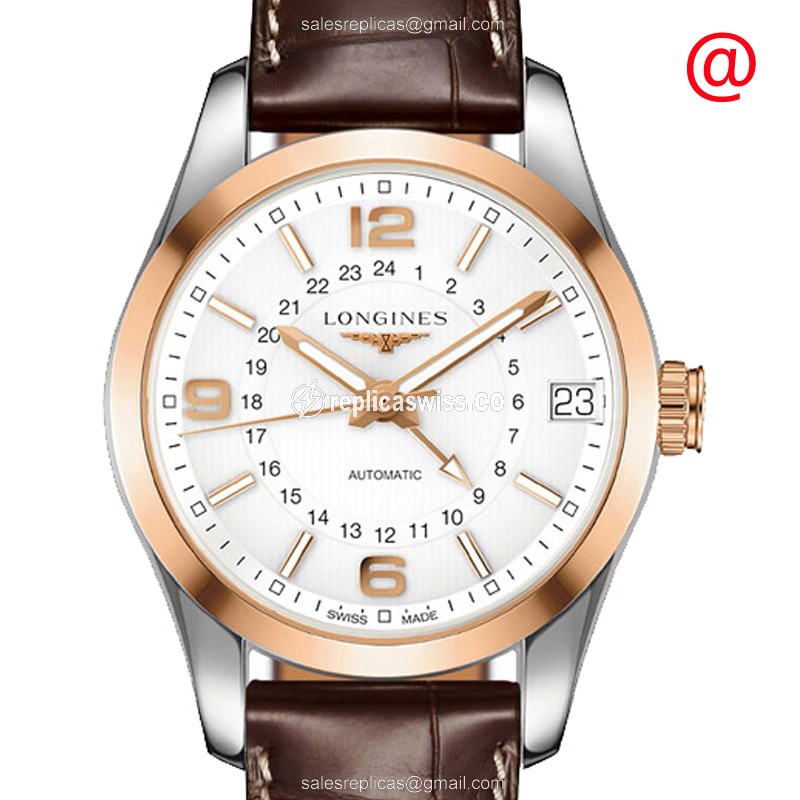 Elegant Longines Conquest Classic Automatic Replica in 18kt Rose Gold & Stainless Steel, Silver