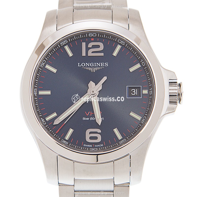 Elegant Longines Conquest Quartz Replica in Blue Dial Stainless Steel Case Watch