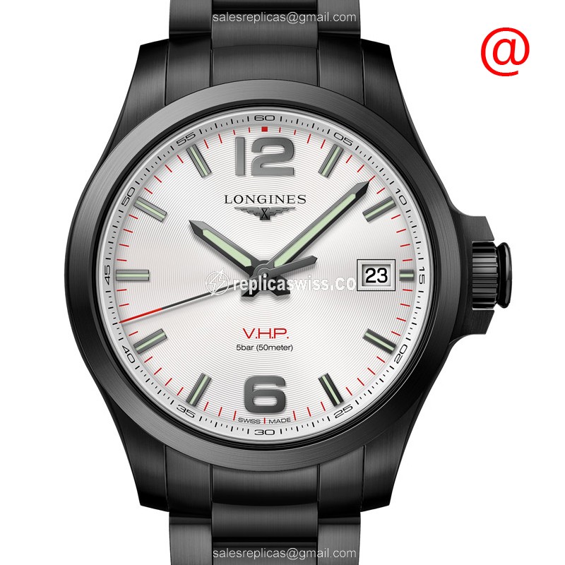 Elegant Longines Conquest Quartz Replica in Stainless Steel & White Dial Watch