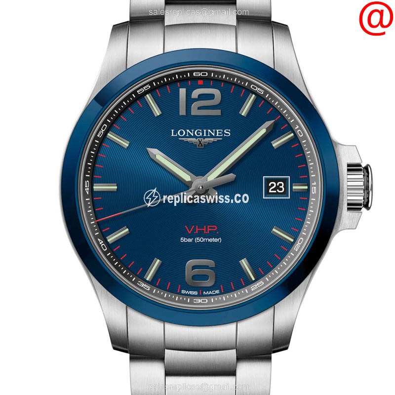 Elegant Longines CONQUEST Quartz Replica Watch with Blue Dial Stainless Steel Case