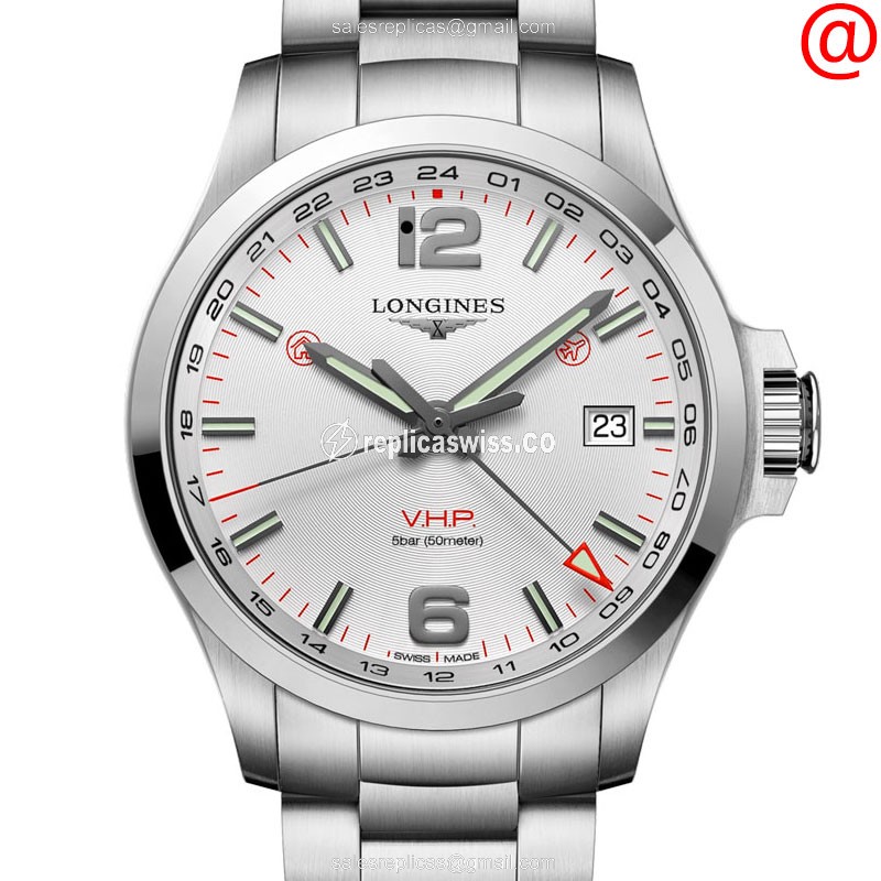 Elegant Longines CONQUEST Quartz Replica with Silver Dial & Stainless Steel Case Watch
