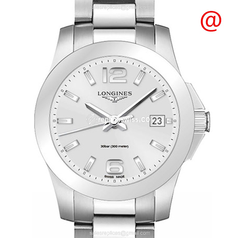 Elegant Longines Conquest Quartz Replica with Silver Dial Steel Case Watch