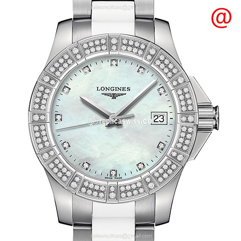Elegant Longines Conquest Quartz Replica with White Dial & Steel Case Watch