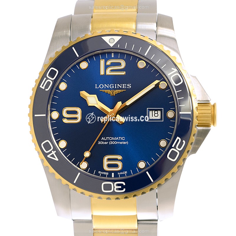 Elegant Longines Conquest Replica in 18kt Gold & Blue Dial, Automatic Movement Watch