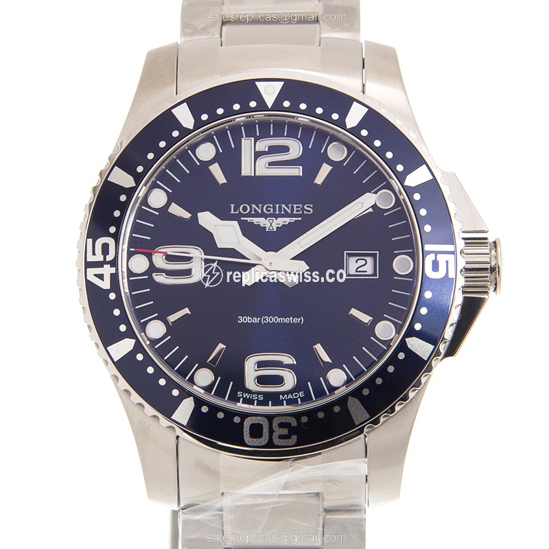 Elegant Longines CONQUEST Replica in Blue Dial & Stainless Steel, Quartz Movement Watch
