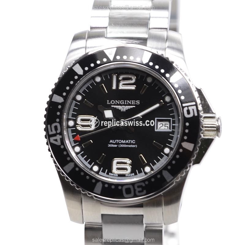 Elegant Longines Conquest Replica in Stainless Steel Case & Black Dial, Automatic Movement Watch