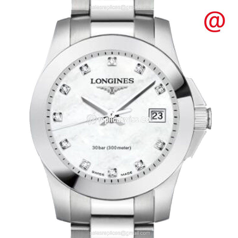 Elegant Longines Conquest Replica in Stainless Steel & White Dial, Precision Quartz Movement Watch
