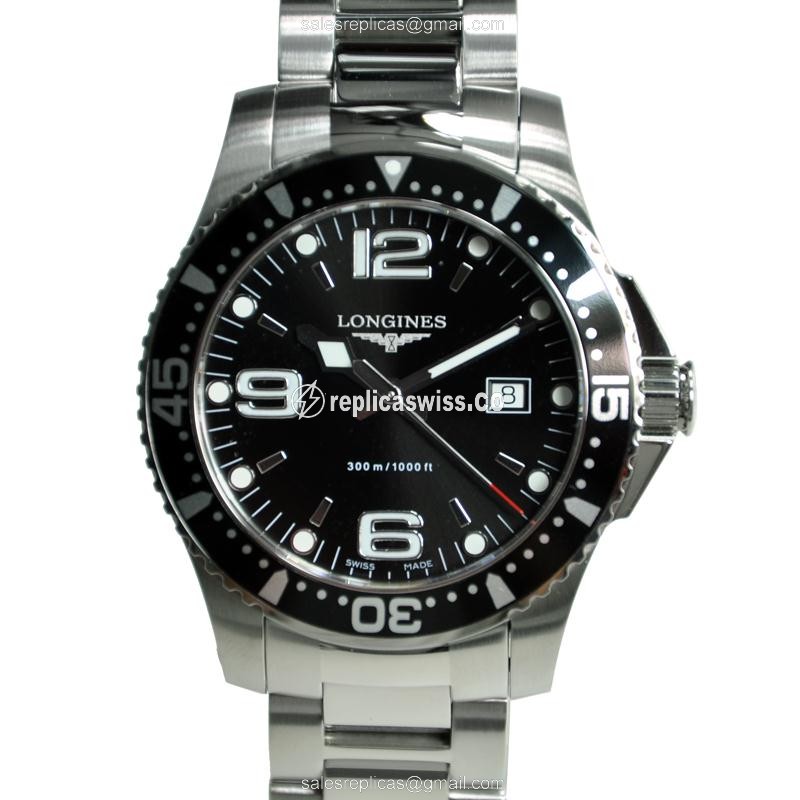 Elegant Longines Conquest Replica Watch | Black Dial & Stainless Steel Case
