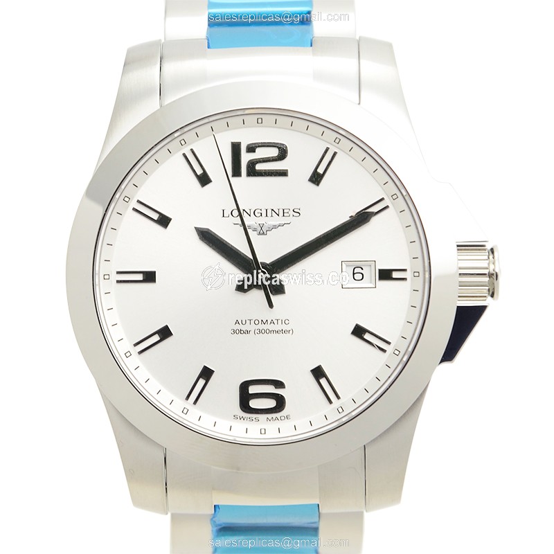 Elegant Longines CONQUEST Replica Watch in Silver Automatic Movement Stainless Steel Case