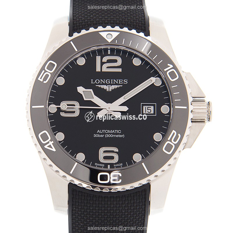 Elegant Longines CONQUEST Replica Watch in Stainless Steel, Automatic Movement Black Dial