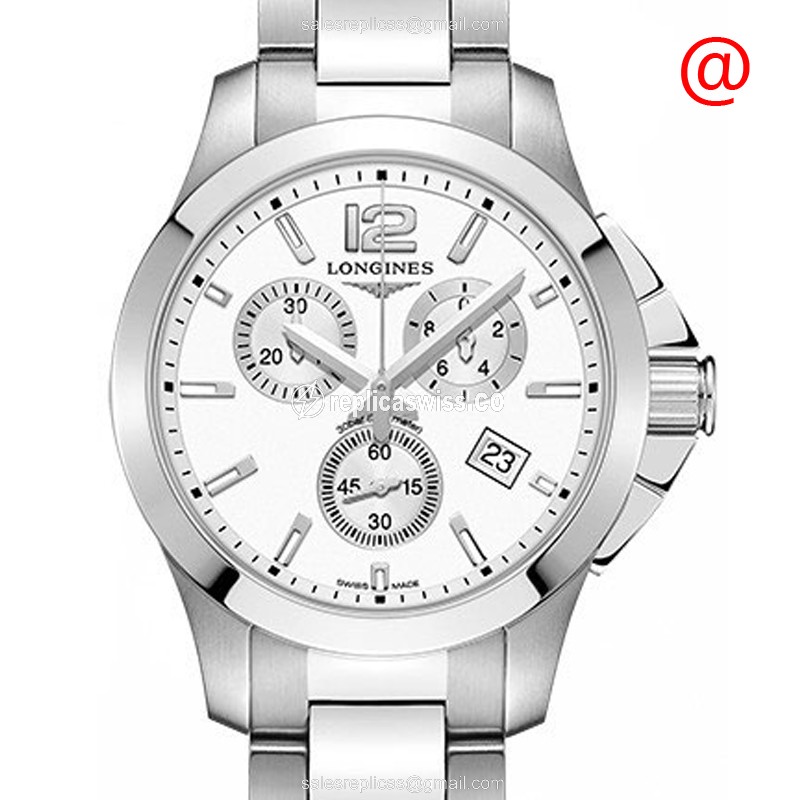 Elegant Longines CONQUEST Replica Watch in Stainless Steel, White Dial, Automatic Movement
