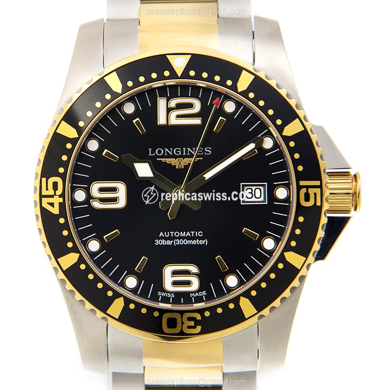 Elegant Longines Conquest Replica Watch with Black Dial & Stainless Steel Case