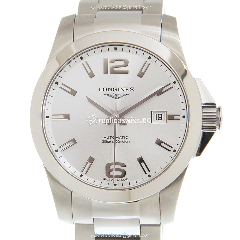 Elegant Longines Conquest Replica with Automatic Movement Silver Dial Watch