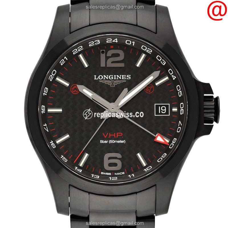 Elegant Longines Conquest Replica with Black Dial Stainless Steel Case Watch