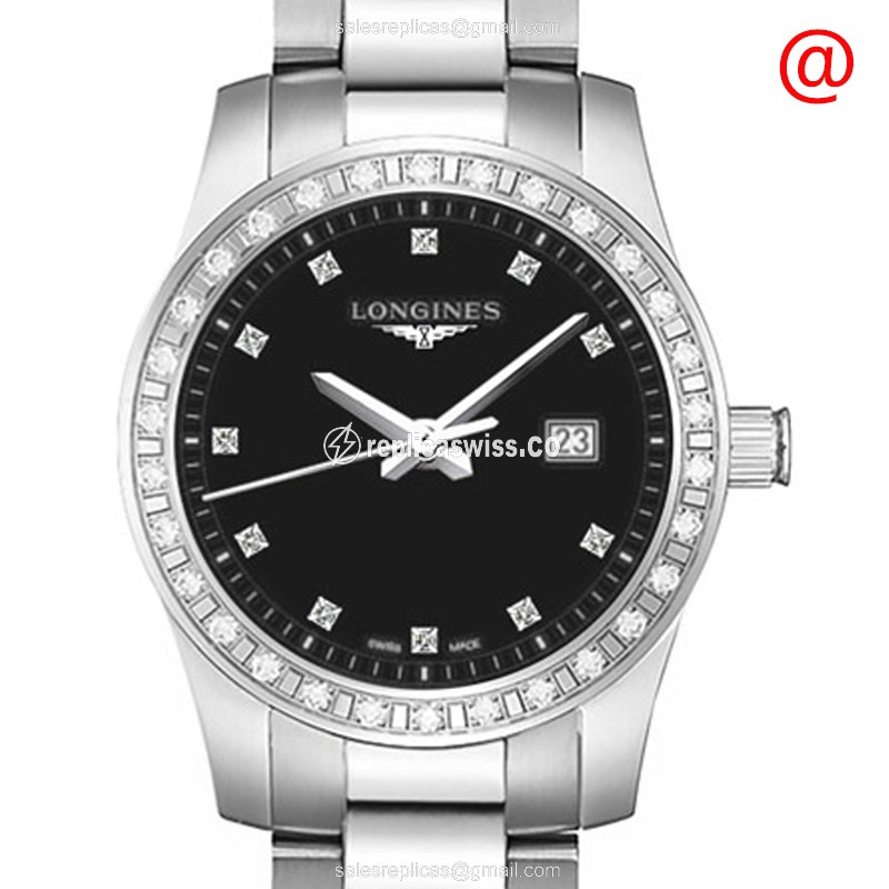 Elegant Longines CONQUEST Replica with Black Dial Stainless Steel Case Watch