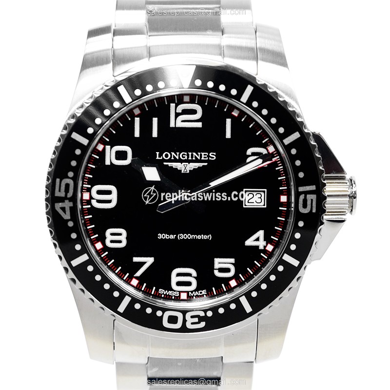 Elegant Longines Conquest Replica with Black Dial & Stainless Steel Case Watch