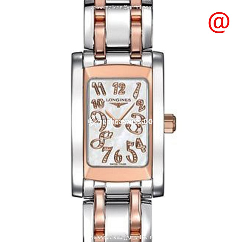 Elegant Longines Dolce Vita Replica Watch in 18kt Steel Rose Gold, White Dial, Sapphire Crystal