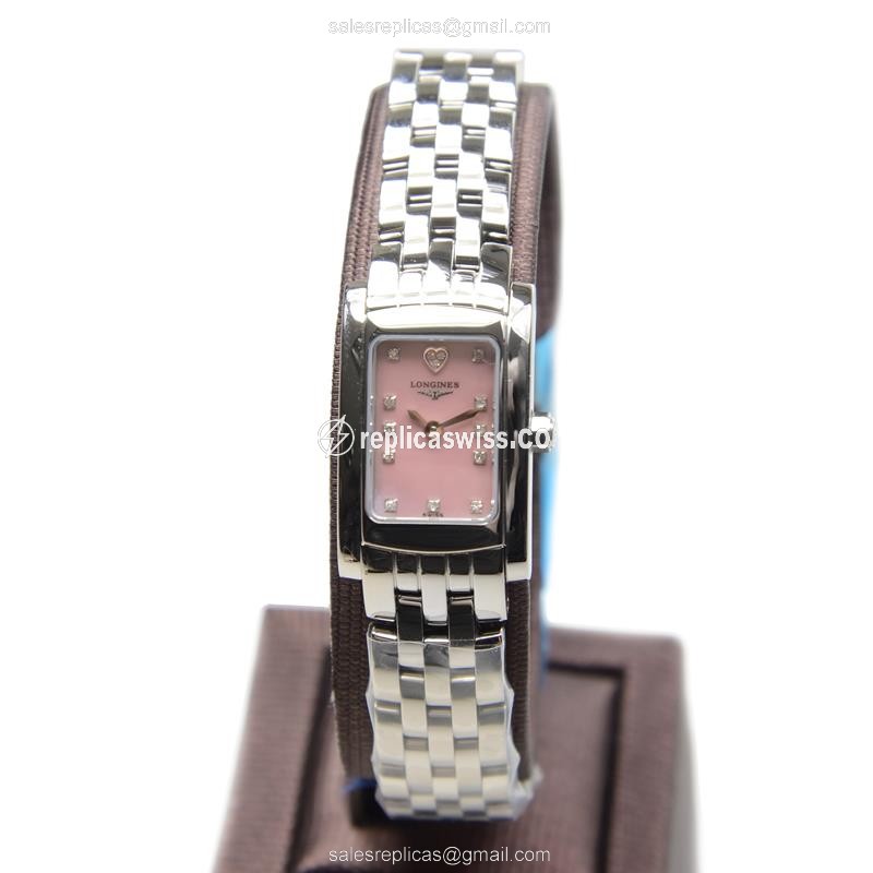 Elegant Longines Dolce Vita Replica Watch | Pink Dial, Stainless Steel Case & Clasp
