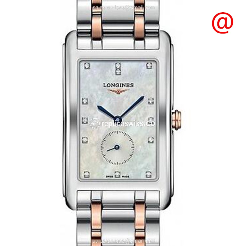 Elegant Longines Dolce Vita Replica, White Dial, 18kt Gold Steel Strap Watch