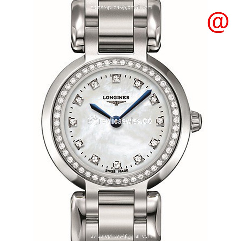 Elegant Longines Equestrian Quartz Replica, White Dial, Stainless Steel Case & Diamond Bezels Watch