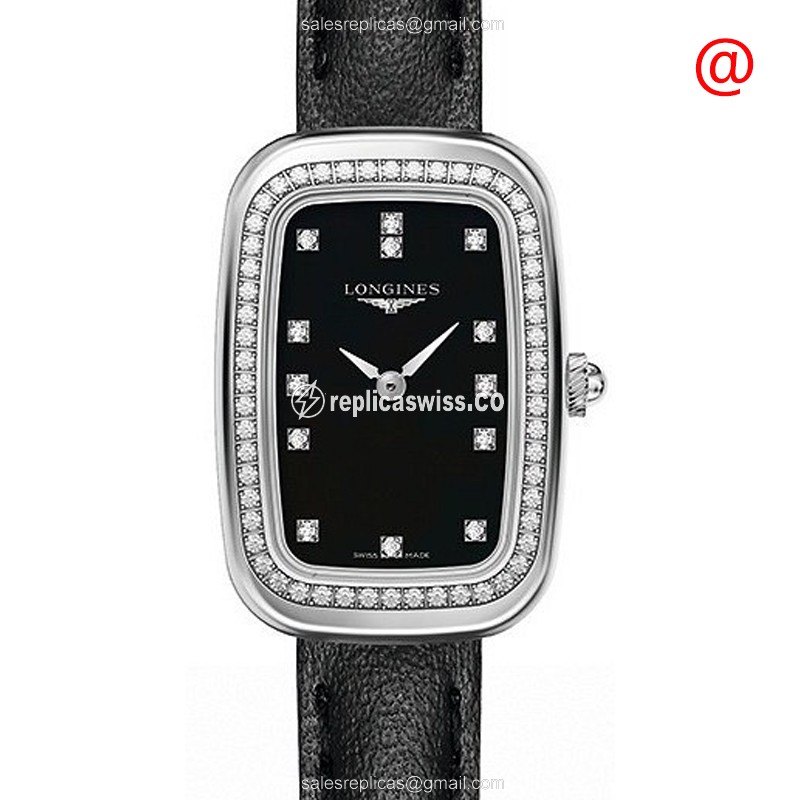 Elegant Longines Equestrian Replica, Black Diamond-Crystal Dial & Quartz Movement Watch