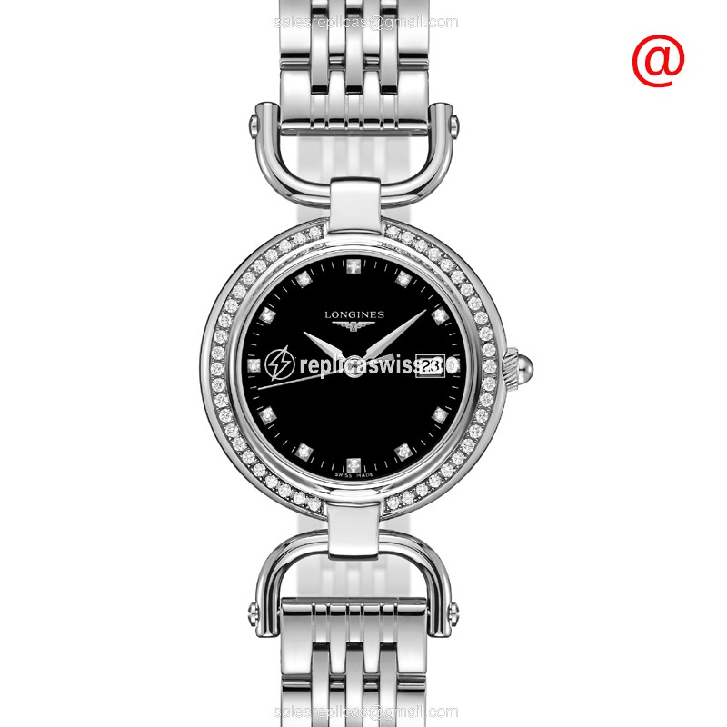 Elegant Longines Equestrian Replica with Black Dial & Polished Steel Case Watch
