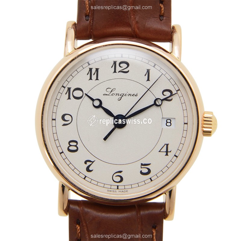Elegant Longines Heritage Classic Replica Watch | Automatic Movement, 18kt Gold Case