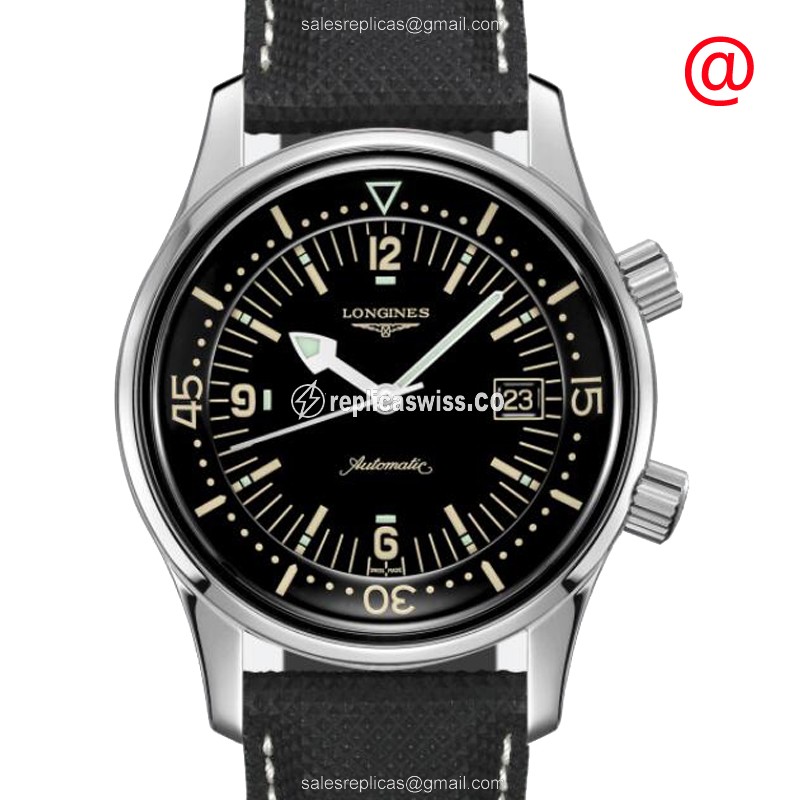 Elegant Longines Heritage Classic Replica Watch | Automatic Movement, Black Dial & Leather Strap