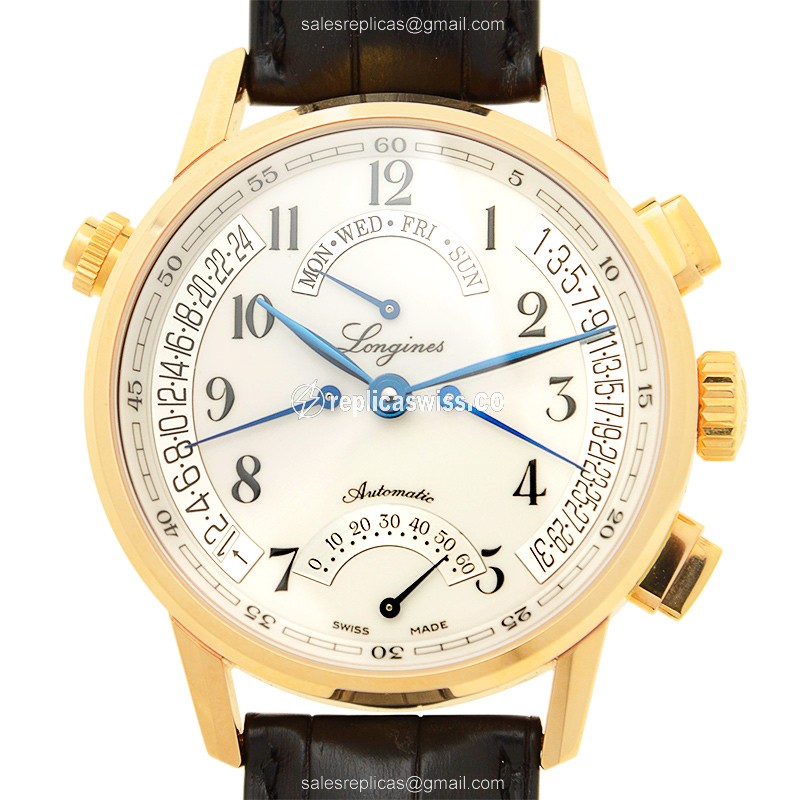 Elegant Longines Heritage Replica in 18kt Rose Gold with White Dial Automatic Movement Watch