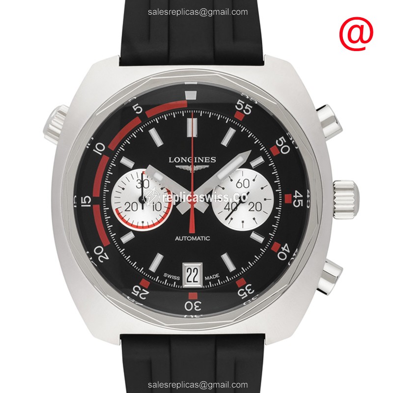 Elegant Longines Heritage Replica Watch | Automatic Movement | Black Dial & Steel Case