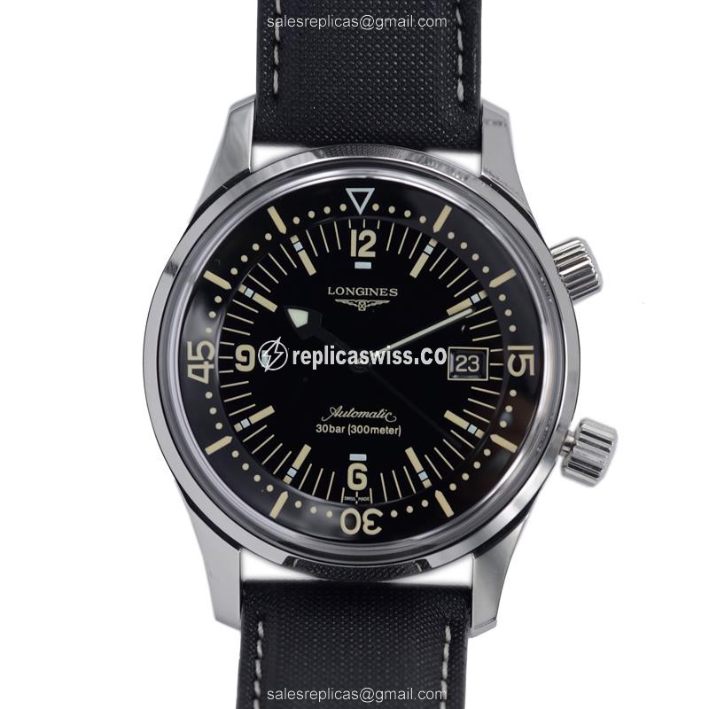 Elegant Longines Heritage Replica Watch | Automatic Movement, Black Dial & Steel Case