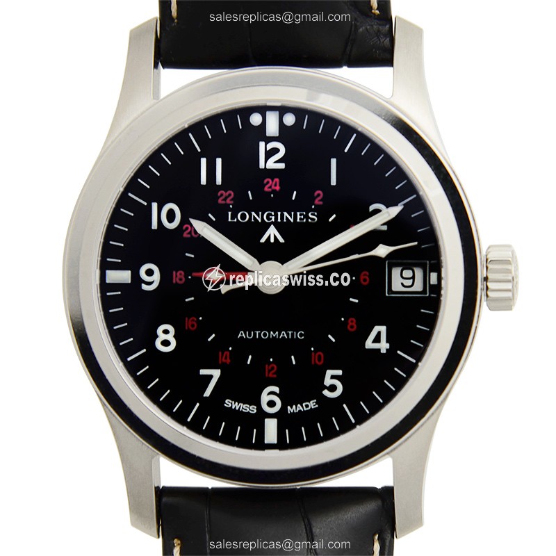 Elegant Longines Heritage Replica Watch | Black Dial, Stainless Steel Case